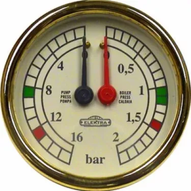 Elektra 00985026 Dual Pressure Gauge- Yellow/Gold