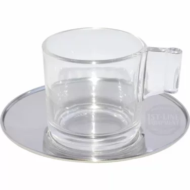 Frabosk 911214 Glass Espresso Cup & Stainless Saucer - 3 fl oz, set of 2