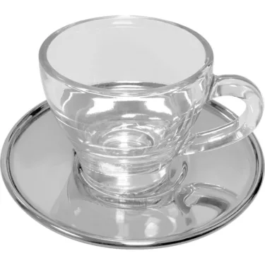 Frabosk 911238 Glass Espresso Cup & Stainless Saucer - 2.5 fl oz, set of 1