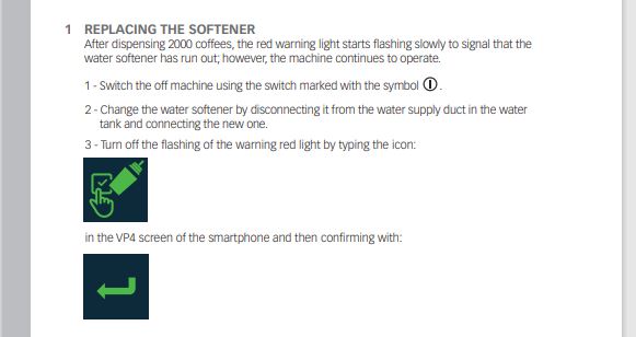 Photo of App Screen for Water Softener Reset